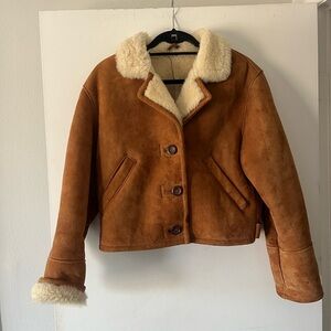 Ann Taylor Brown Teddy Jacket with Cream Accents